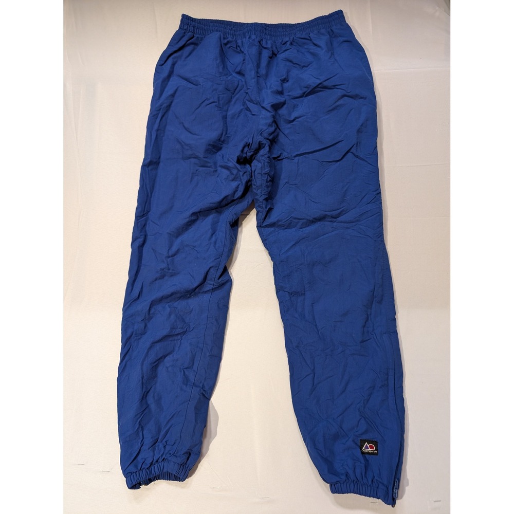 Outersport Mens Medium Blue Nylon Lined Track Pants Elastic Waist Zipper Cuffs